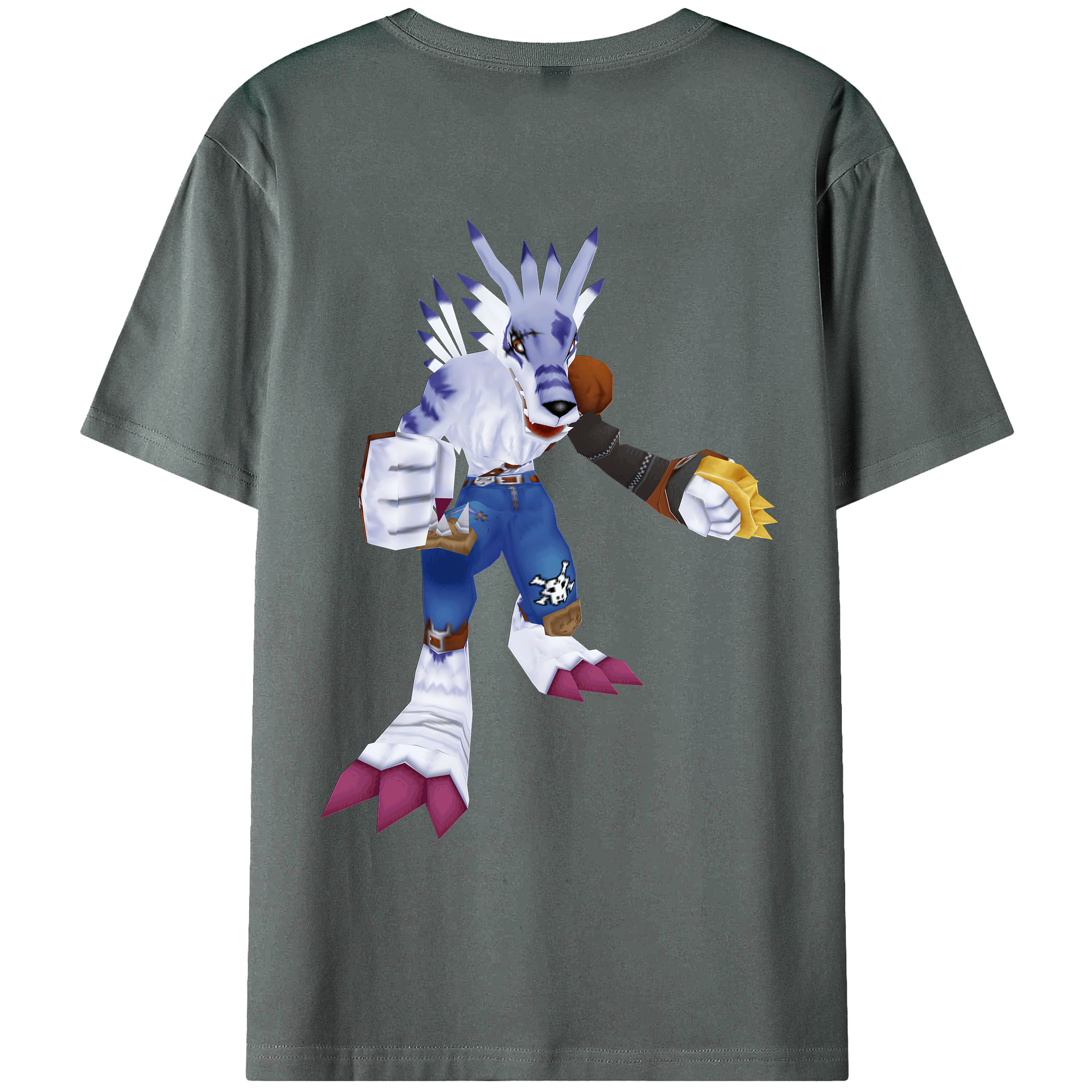 （画像用） Digimon デジタルモンスター/デジモン 綿100％ メンズ半袖Tシャツ（バックプリント） 通気性